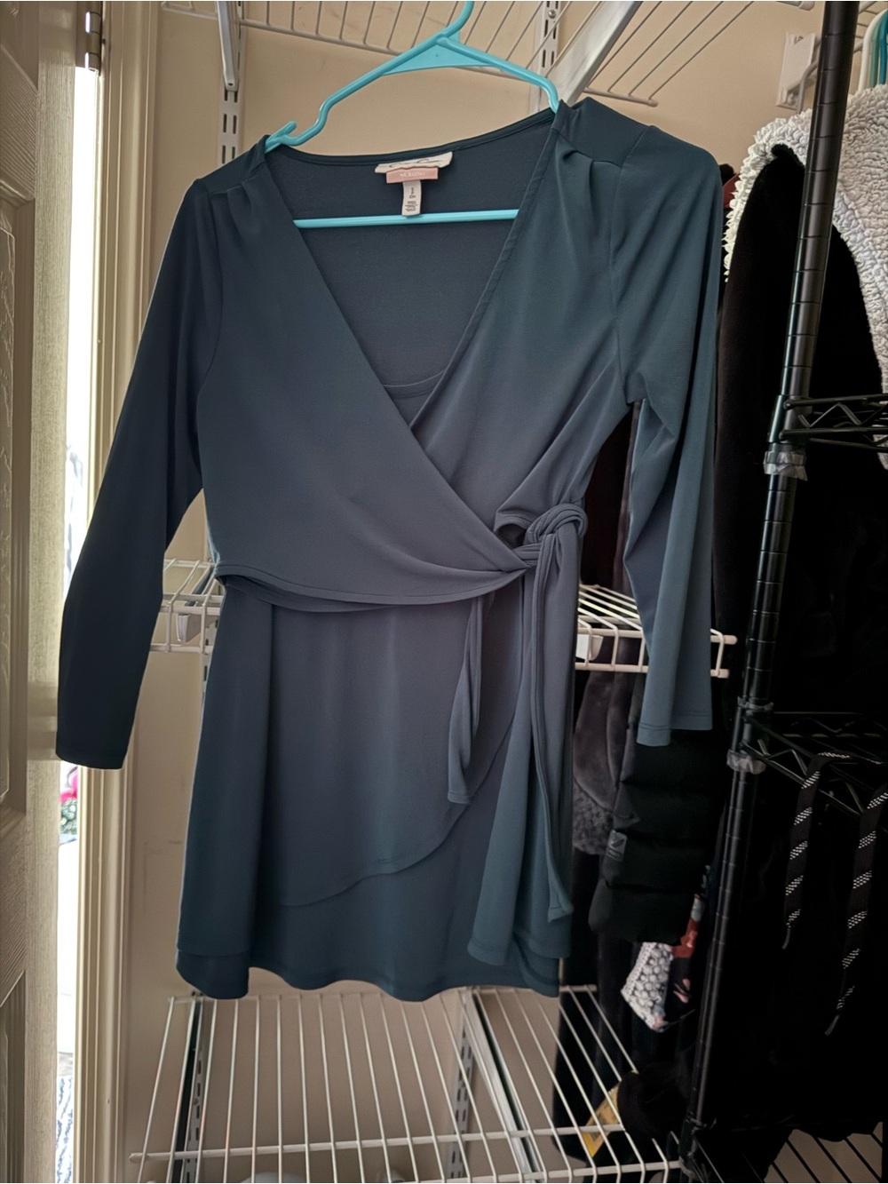 Jessica Simpson Nursing Wrap Shirt - Classic V-Neck Tie Waist
